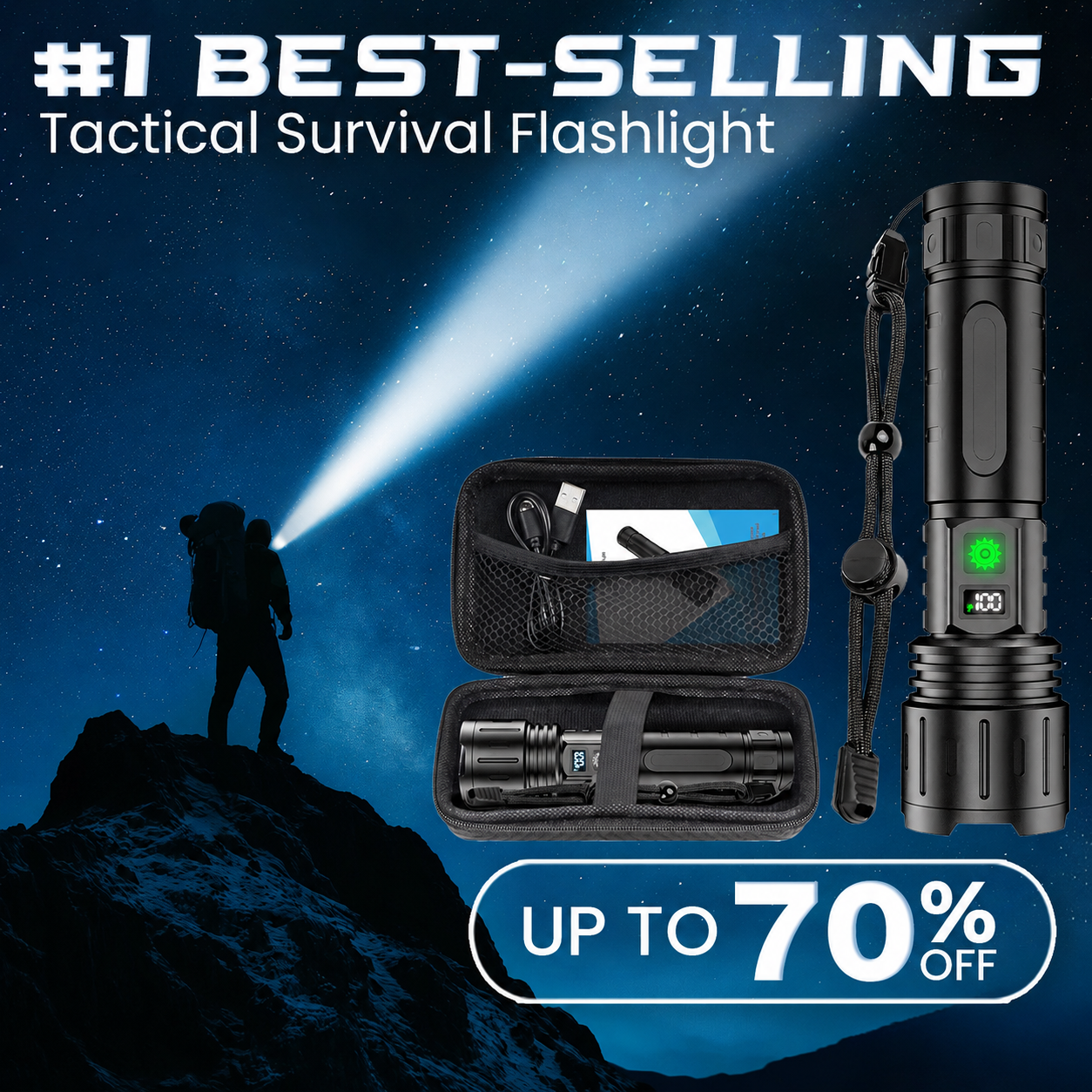EXCLUSIVE SALE 70% OFF 🔥Ver 2026 Super Bright Ultimate Survival Flashlight|2M+ Sold Worldwide ️🏆80X Brighter Beam|120-Hour Battery |Advanced COB LEDs